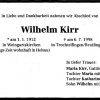 Kirr Wilhelm 1912-1998 Todesanzeige
